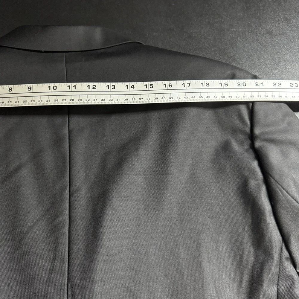 Oliver Wicks Italy Mens 52L Black Wool Two-Piece Suit 36W Pants Solid Super 110s